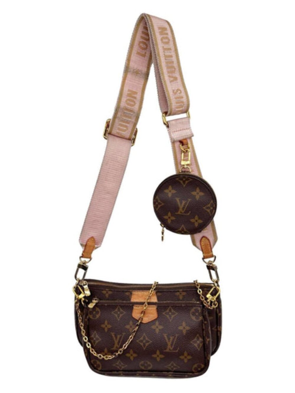 Louis Vuitton  Multi Pochette Accessoires Monogram Canvas Shoulder Bag Pink